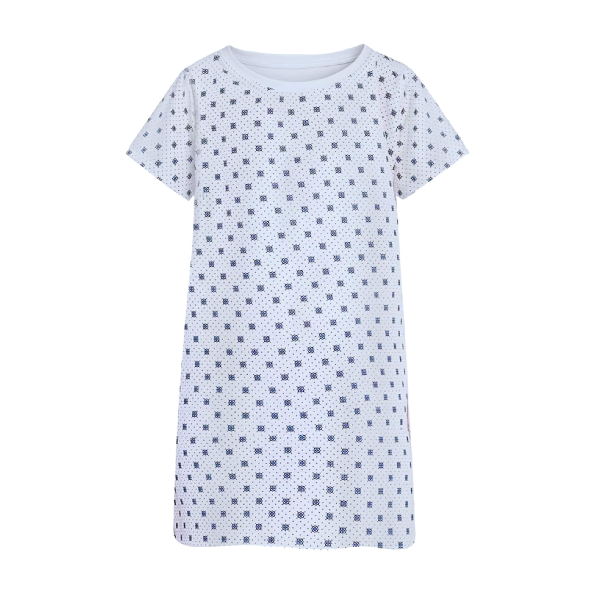 Patient wearing a soft hospital patient gown