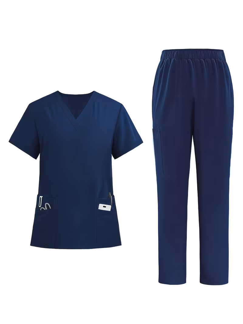 Medical staff wearing a V-neck scrub suit set